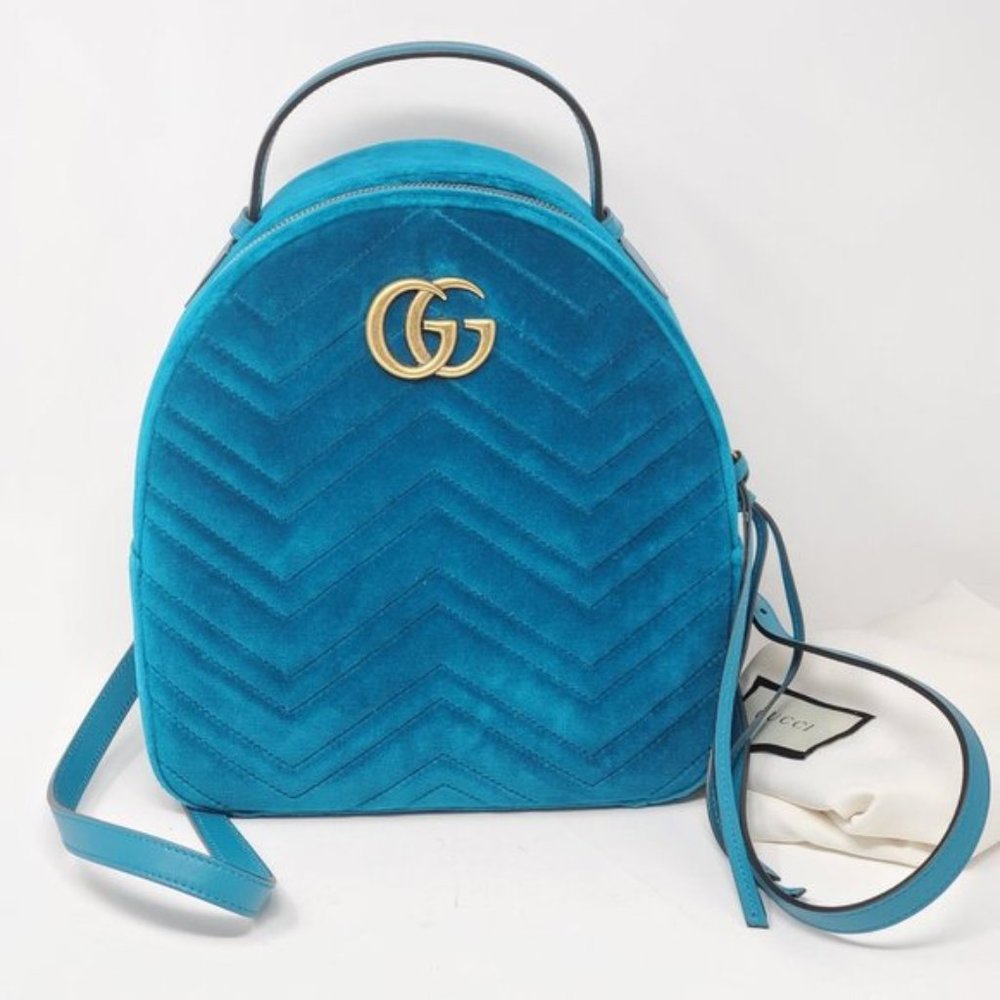 Auth Gucci Marmont GG Velvet Backpack Bag - Picture 2 of 9